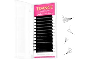 TDANCE Easy Fan Lash Extension Blooming Volume Eyelash Extensions C CC D DD J B L Curl 0.03-0.12mm Thickness Easy Fan Volume Lashes Self Fanning Eyelashes Extension (D-0.05,14-19mm)