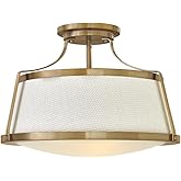 Hinkley Charlottle 20" Transitional Three Light Semi Flush Mount, Brushed Caramel