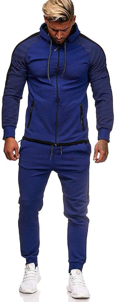 Mens Casual Tracksuit Set - Zipper Hoodie Pants Sets Tracksuit Jogging Sweatsuit Activewear at  Men’s Clothing store