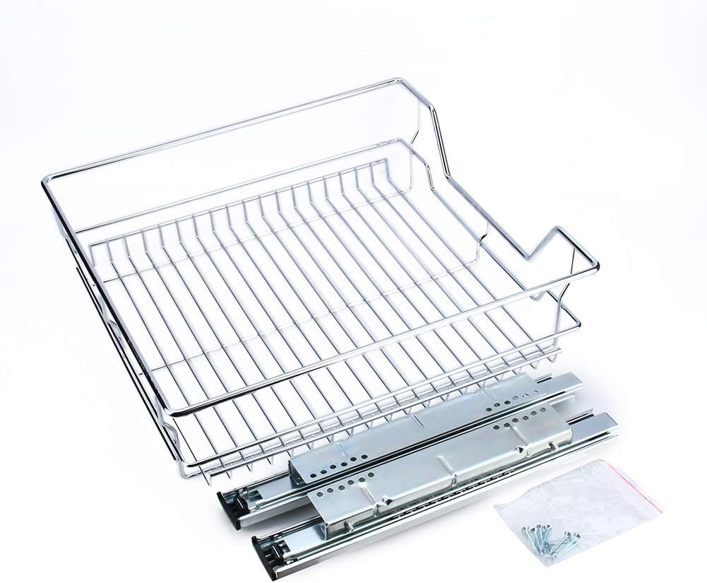 Panier de Rangement Coulissant en Acier Inox pour Placard Panier