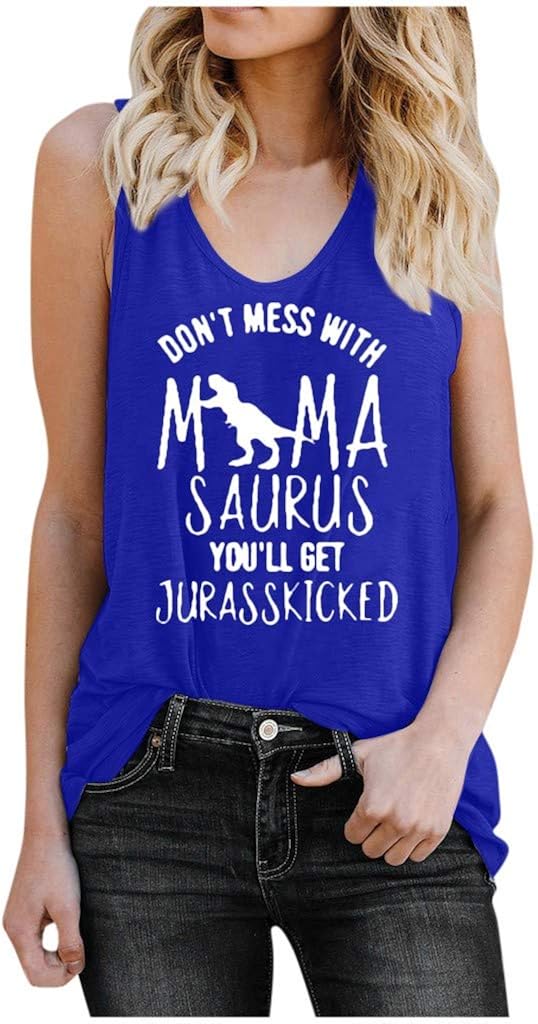 Toimothcn Women Loose Tank Tops Casual Mother Day Letter Print Sleeveless T-Shirt Blouse Top