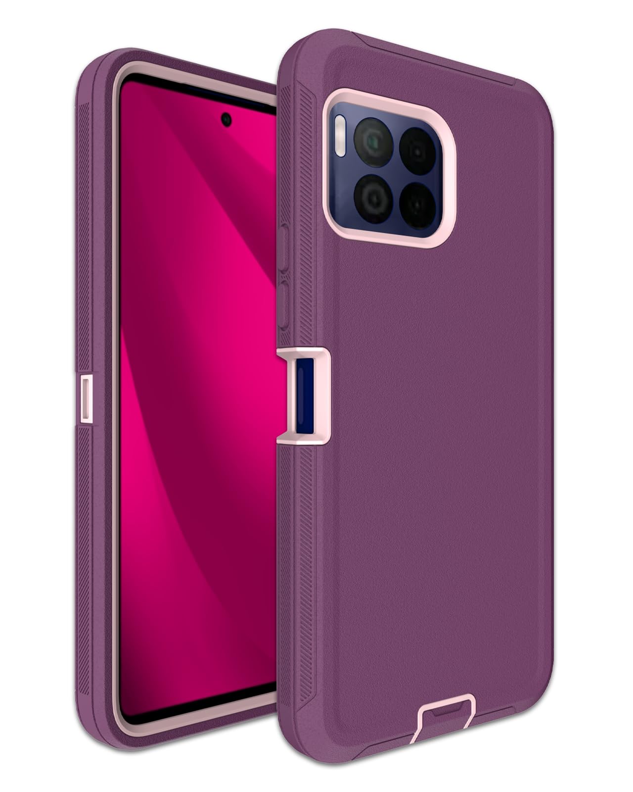 Aliruke for Revvl 7 Pro Case, 3-Layer Heavy Duty Drop Protection, Dustproof Port Cover, Full-Body Shockproof Non-Slip Rubber Protective Phone Case for T-Mobile Revvl 7 Pro 5G, Wine Red