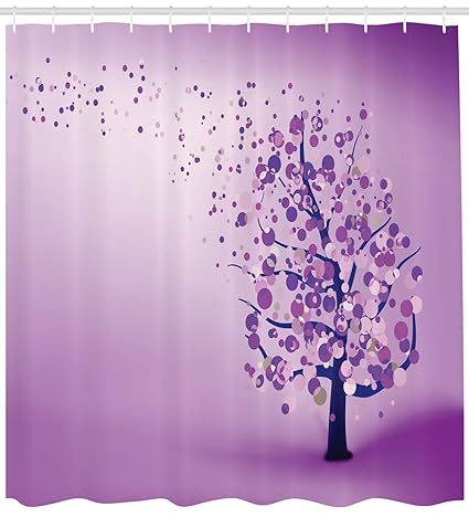 Nasnew Purple Shower Curtain Tree Of Life Bubble Branches Leaf