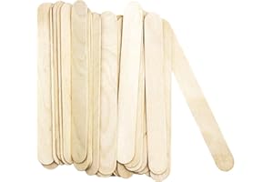 Amkoskr 8 Inch Craft Sticks, 500 Pieces Wooden Large Tongue Depressor Sticks Jumbo Popsicle Sticks for Crafts, Multi-Functional Wooden Sticks for Ice Cream, DIY, Waxing Sticks, Building Projects