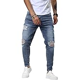 Woenzaia Mens Jeans Slim Fit Skinny Denim Stretch Tapered Jean Pants