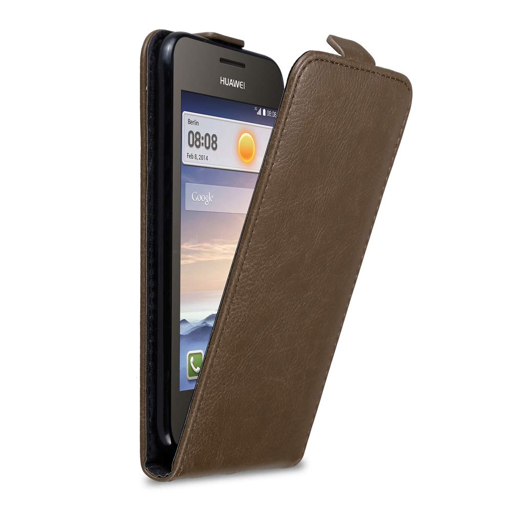 cadorabo Case works with Huawei Y330 in COFFEE BROWN - Flip Style Case with Magnetic Closure - Wallet Etui Cover Pouch PU Leather Flip
