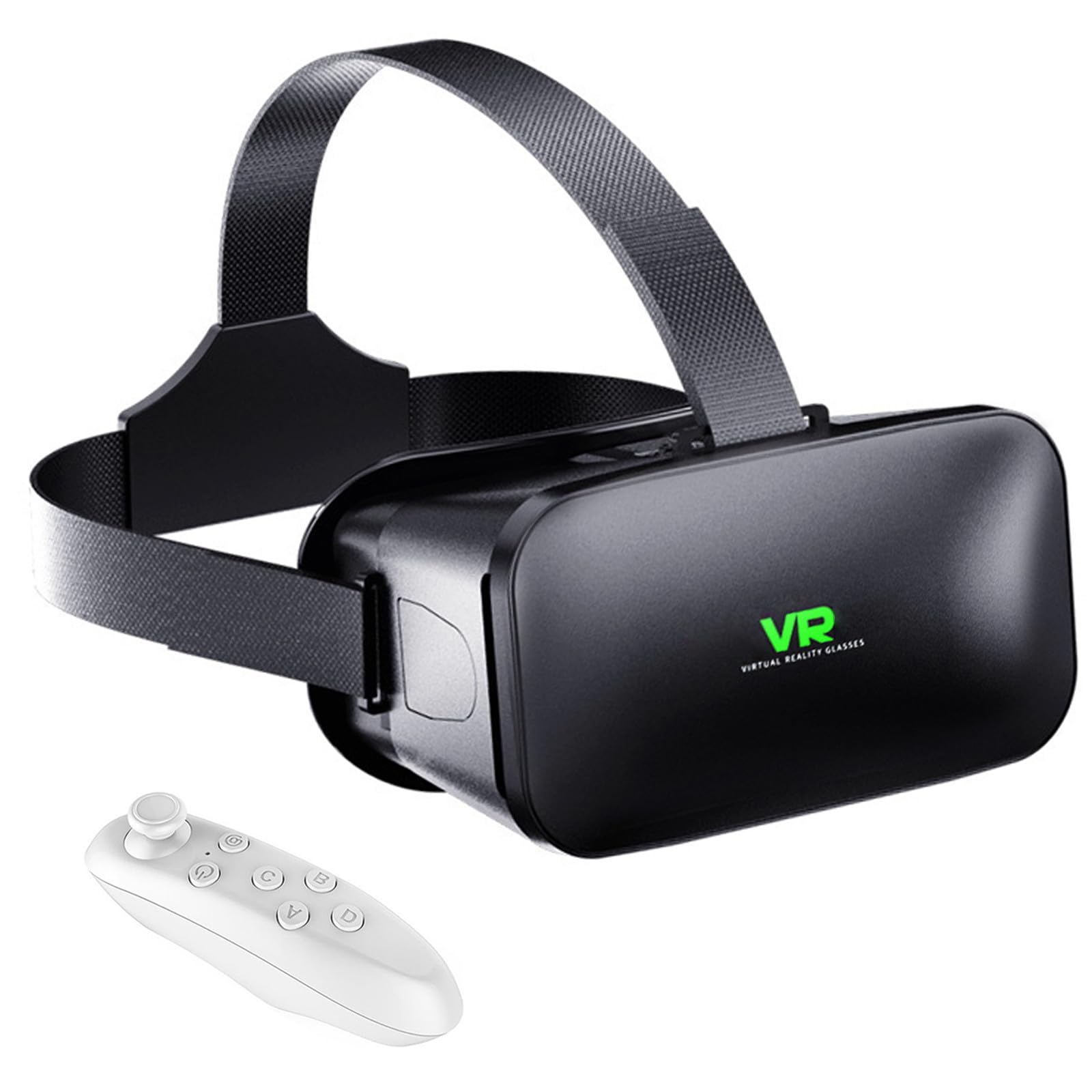 Photo 1 of 3D VR Headset, Virtual Reality 3D VR Glasses, Anti-Blue Light Adjustable 3D Headset Helmets for iPhone or Android Compatible with 4.5” to 6.7” inch with Controller(Black)