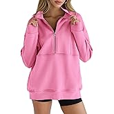 Women's Half Zip Sweatshirts Fleece Stand Collar Long Sleeve Thumb Hole Oversized Pullovers with Pockets