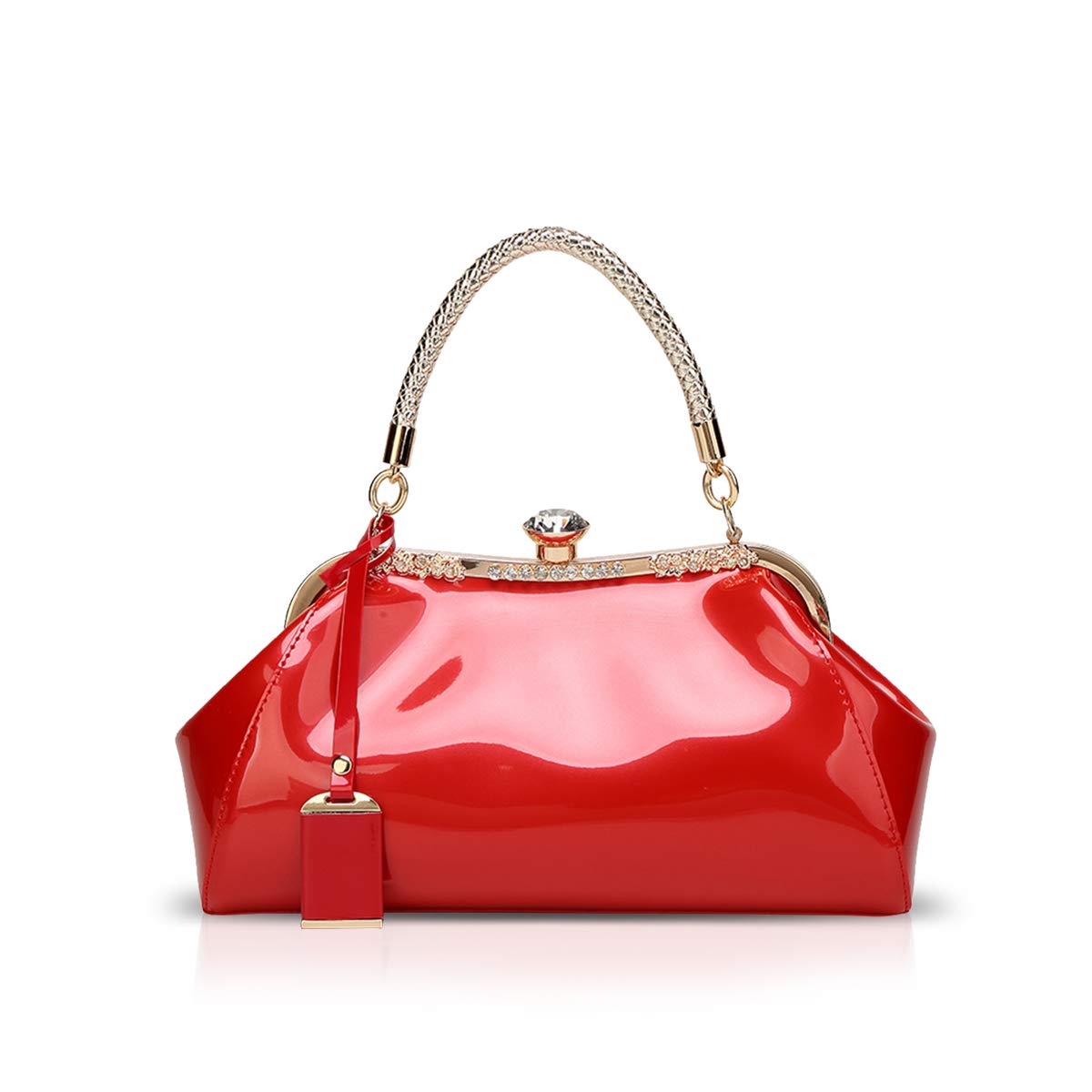 NICOLE & DORIS Handbags for Woman Patent Leather Glossy Shell Clutches Evening Bags Fashionable for Party Red