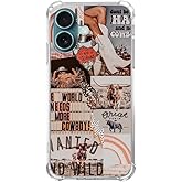 Mofreore Vintage Cowboy Collage Case Compatible with iPhone 16, Cool Aesthetic West Cowboy Cowgirl Case for iPhone 16, Unique Trendy TPU Bumper Protective Cover Case