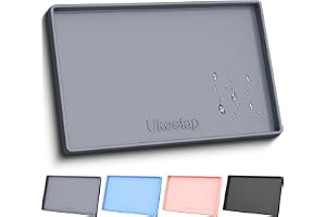 ukeetap Extra Thick Silicone Mat Waterproof with Raised Edge 34" x 22", Under Sink Mat for Kitchen & Bathroom, Kitchen Cabinet Liner, Multi-Purpose for Storage & Protection, Gray
