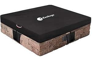 Exokugo Outdoor Built in Stone Firepit Covers Square,52-57 Inch Square In Ground Fire Pit Cover,Heavy Duty 600D Durable 100% Waterproof Firepits Protector for Brick Fire Pit,Black