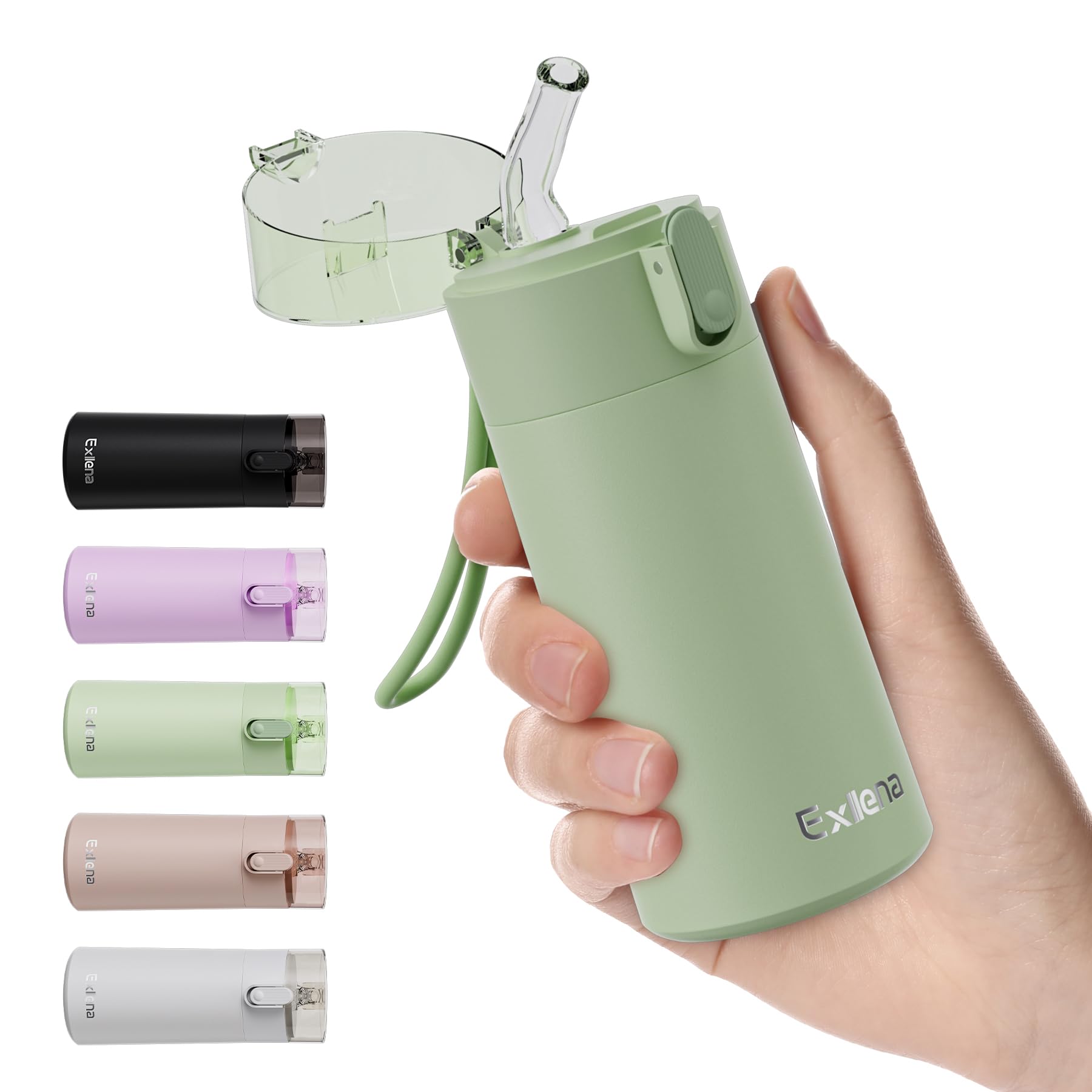 Photo 1 of ***MINOR DAMAGE*** 5oz Small Water Bottles with Straw, Mini Water Bottle with One-Hand Open Design, Leak-Proof Locking Lid for Hot&Cold Drinks, Small Travel Water Bottle - 100% Leakproof for School, Travel...(Mint)