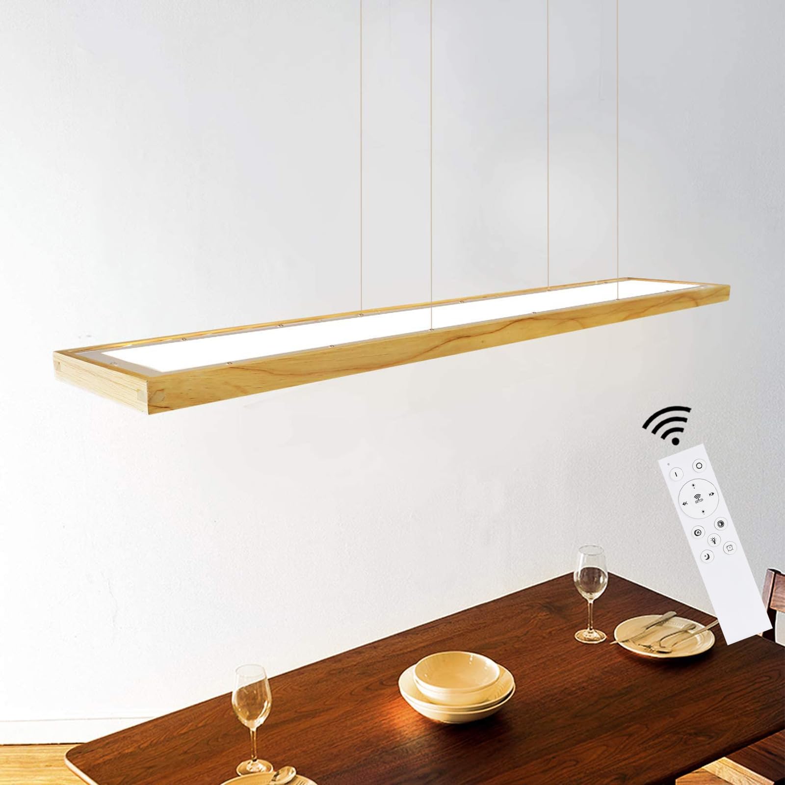 ZMH LED Ceiling Pendant Light 35W Dimmable Dining Table Hanging Ceiling Lamp Wood and Acrylic Nordic Modern Restaurant Ceiling Lamp, Aluminum Creative Suspended Chandelier, Height Adjustable