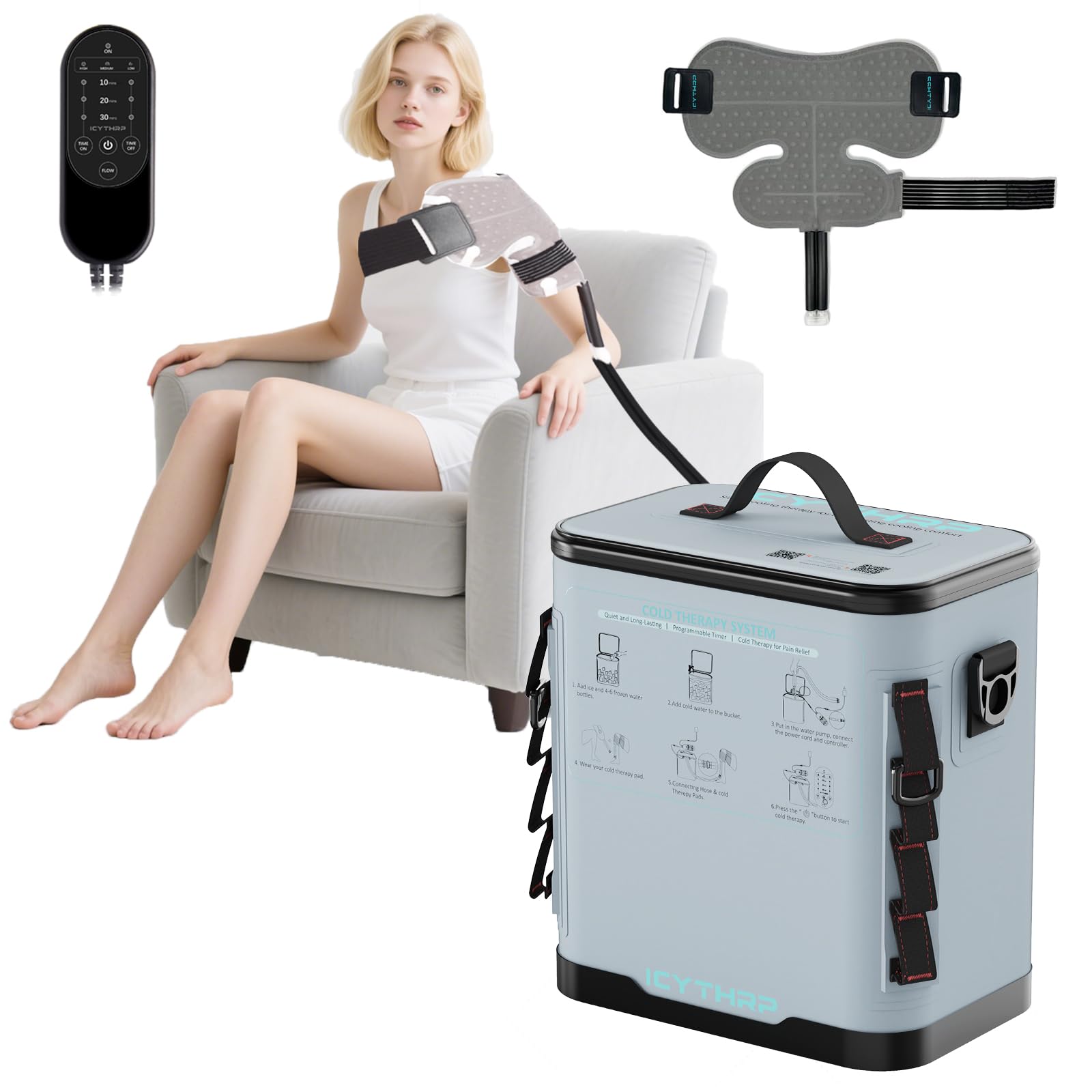 Photo 1 of **PARTS ONLY******ICYTHRP Cold Therapy Machine with Programmable Timer, Portable Ice Machine for Shoulder After Surgery, Shoulder Replacement Recovery System, Cryotherapy Pain Relief with Compression Pad