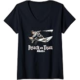Women's Attack on Titan Season 3 Levi Jump Attack Anime V-Neck T-Shirt