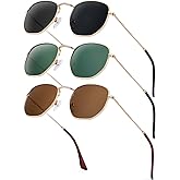 KALIYADI Sunglasses for Women and Men, Polarized Square UV Protection, Trendy Metal Frame Hexagon Sunglasses