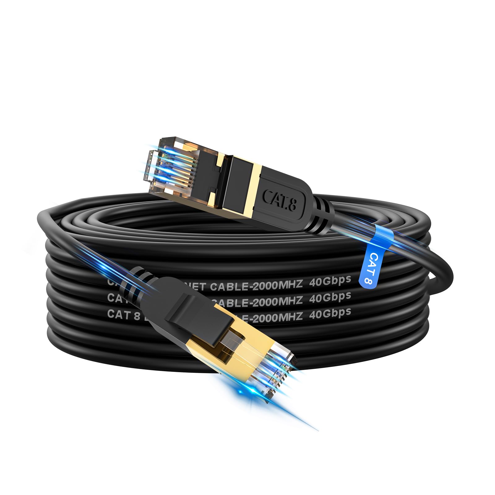 Cat 8 Ethernet Cable 10M, High-Speed 40Gbps 2000Mhz internet Cable Gold Plated RJ45 Connector,for Outdoor&Indoor Weatherproof UV/Lan Cable Cord for Xbox PS4/5 Modem Router PC — image 1