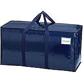 Extra Heavy Duty Large Moving Bags with Strong Zipper & Comfortable Handles, Sturdy & Durable Clothes Storage Bags Totes Bins, Dark Blue Packing Moving Boxes (1-pack)