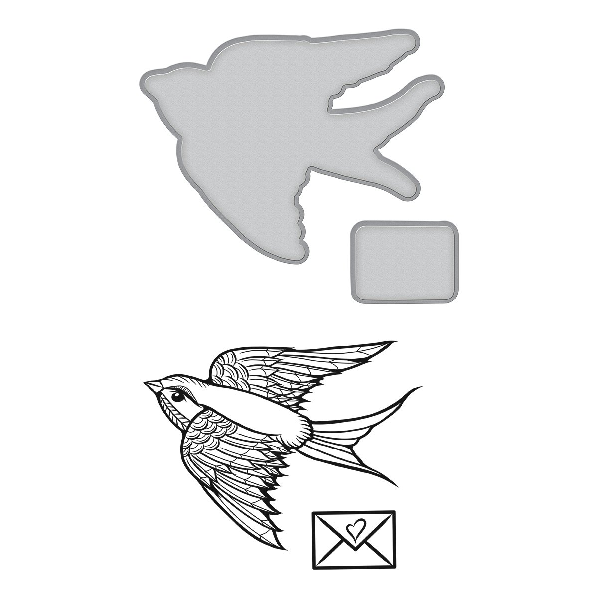 Spellbinders Stamp and Die Set-A Little Birdie Told Me, Metal, 8 x 5.1 cm