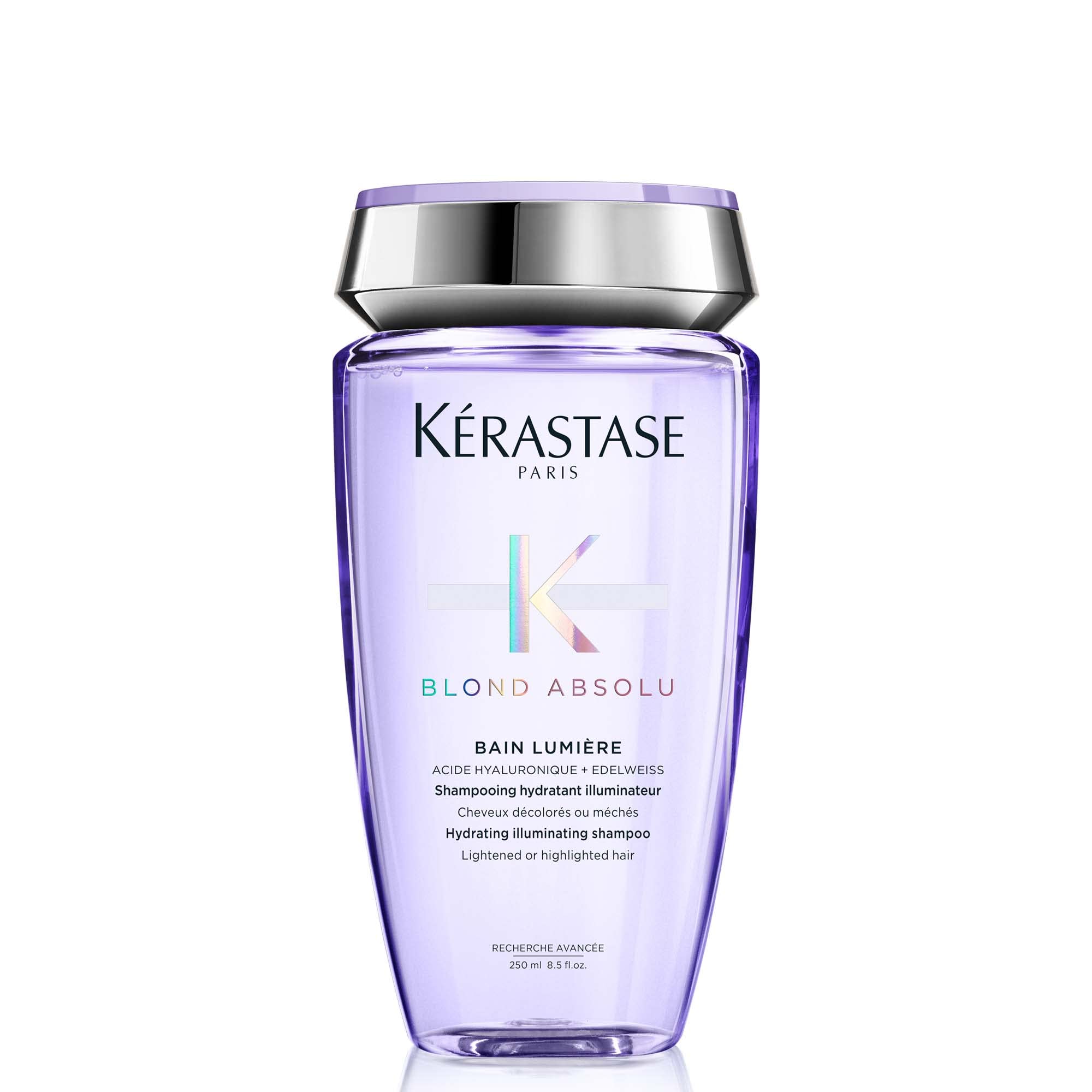 Kérastase Blond Absolu, Hydrating Illuminating Shampoo, For Lightened, Highlighted and Grey Hair, With Hyaluronic Acid & Edelweiss Flower, Bain Lumiere, 250ml