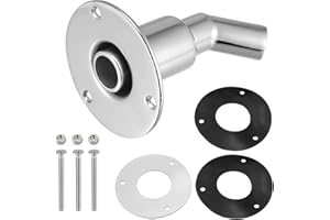 XXIMUIM Thru Hull Exhaust Skin Fitting,24mm Stainless Steel 316 Thru Hull Exhaust Tube Pipe Socket Hardware with Bolts and Nuts for 24mm for Diesel Parking heaters Boat Marine Car Truck (24mm Angled)