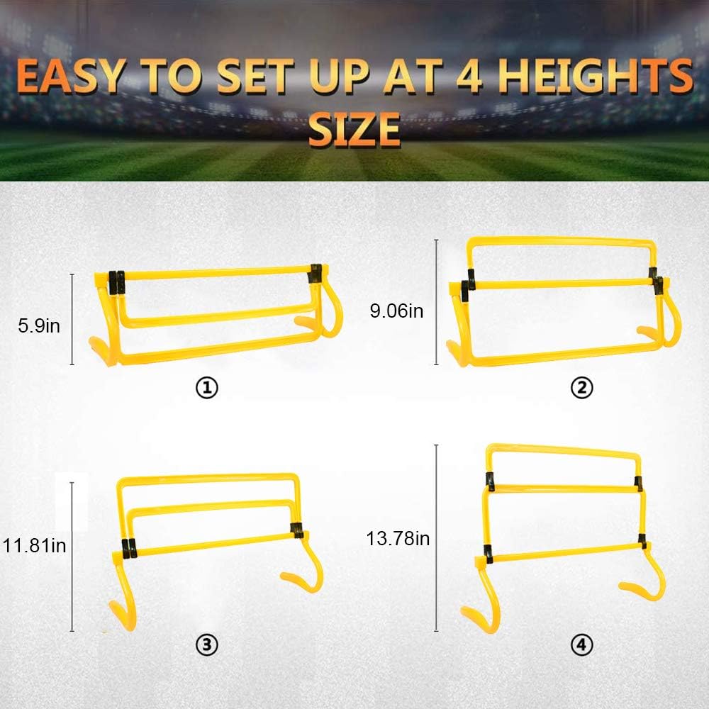 ASENVER 4 Height Adjustable Speed Training Hurdles Fitness & Speed Training Equipment (Set of 5) : Sports & Outdoors