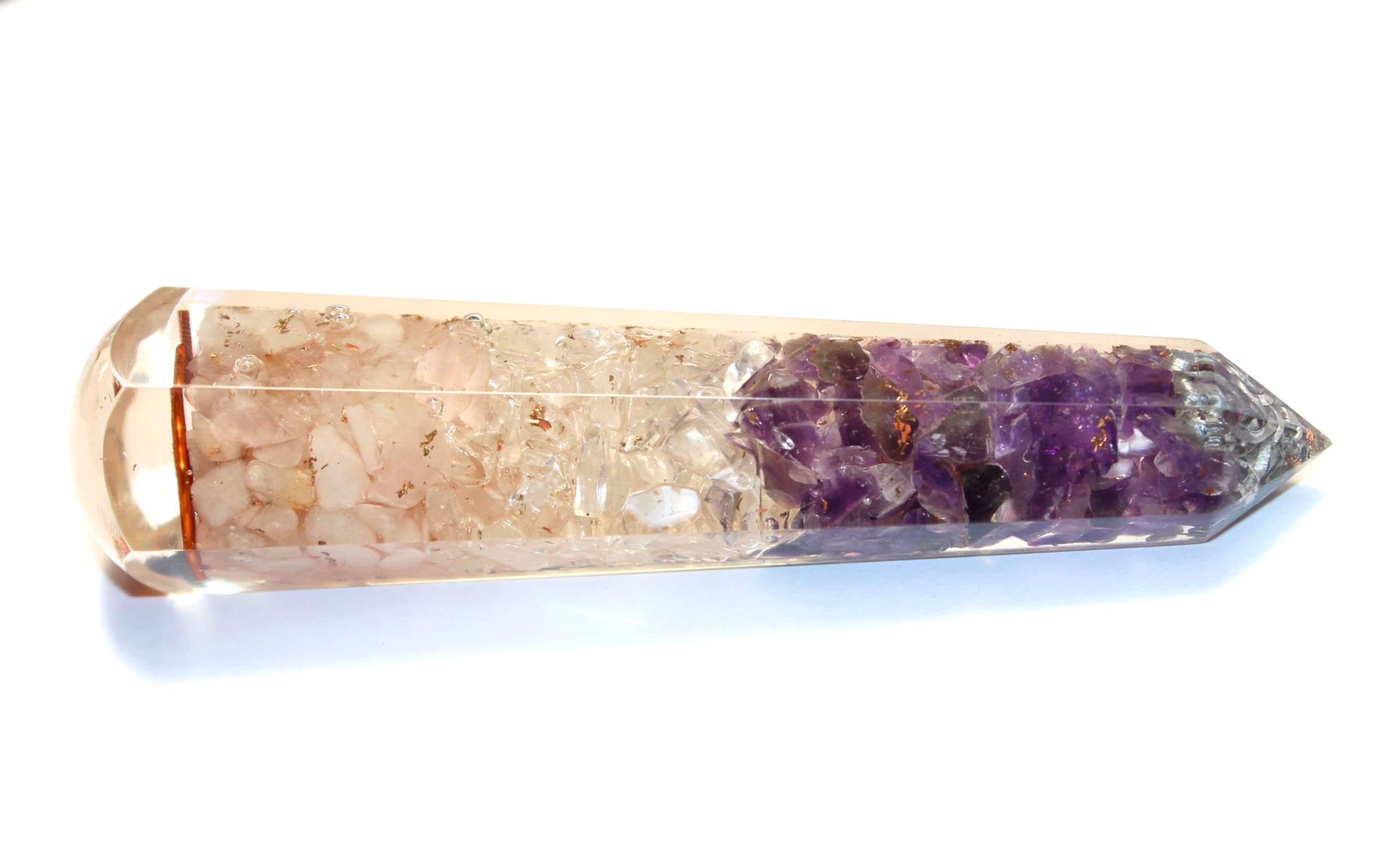 Prajet Energized Orgonite Pointed Massage Wand Stick Energetic Copper Chokurei Reiki Healing Genuine Crystal Divine (RCA Pointed)