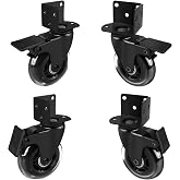 Hirate 3 inch L Shaped Plate Casters Industrial Castors with Swivel Brake | 4 Pack Side Mount Lockable Furniture Caster Wheels, Heavy Duty Capacity for Furniture Legs,Table, Cabinet Crib,TV Stand,Bed