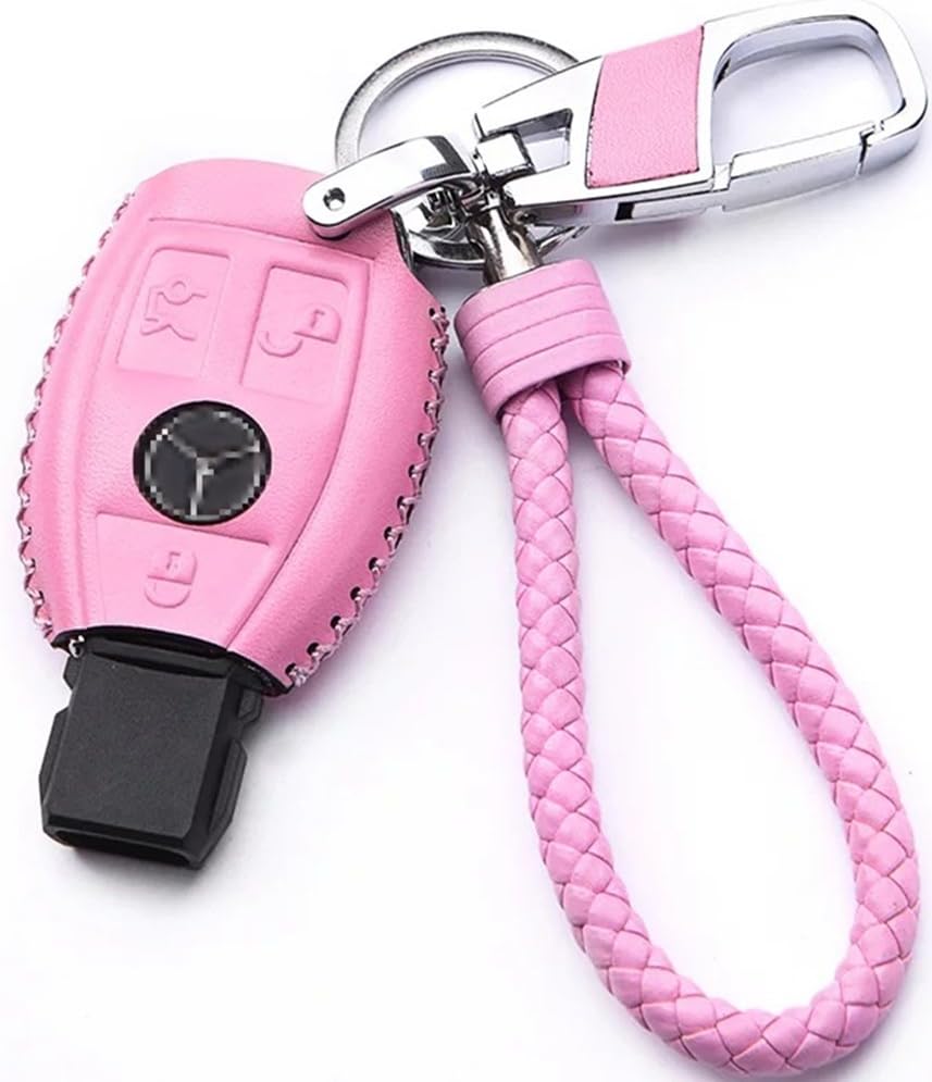 Amazon.com: WAFERN Genuine Leather Key Case Cover Shell for Mercedes-Benz 3-Button Keyless Entry ...