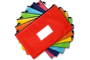 Money Bank Deposit Bag with zipper | 11x6 inch | 7 Days 7 Pieces 7 Colors | Durable Leatherette Money Cash Coin Check Wallet Pouch for Men & Women with Framed ID Window and 7 Blank Card | by GIDABRAND