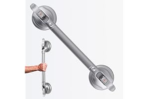 DAREN MEDICAL Heavy Duty Suction Shower Grab Bar - Toilet Bathroom Bathtub Safety - Shower Handles, Suction Cup Power Up to 250 LB, Perfect for Elderly Seniors(18.5 Inch, Gray Silver) ver