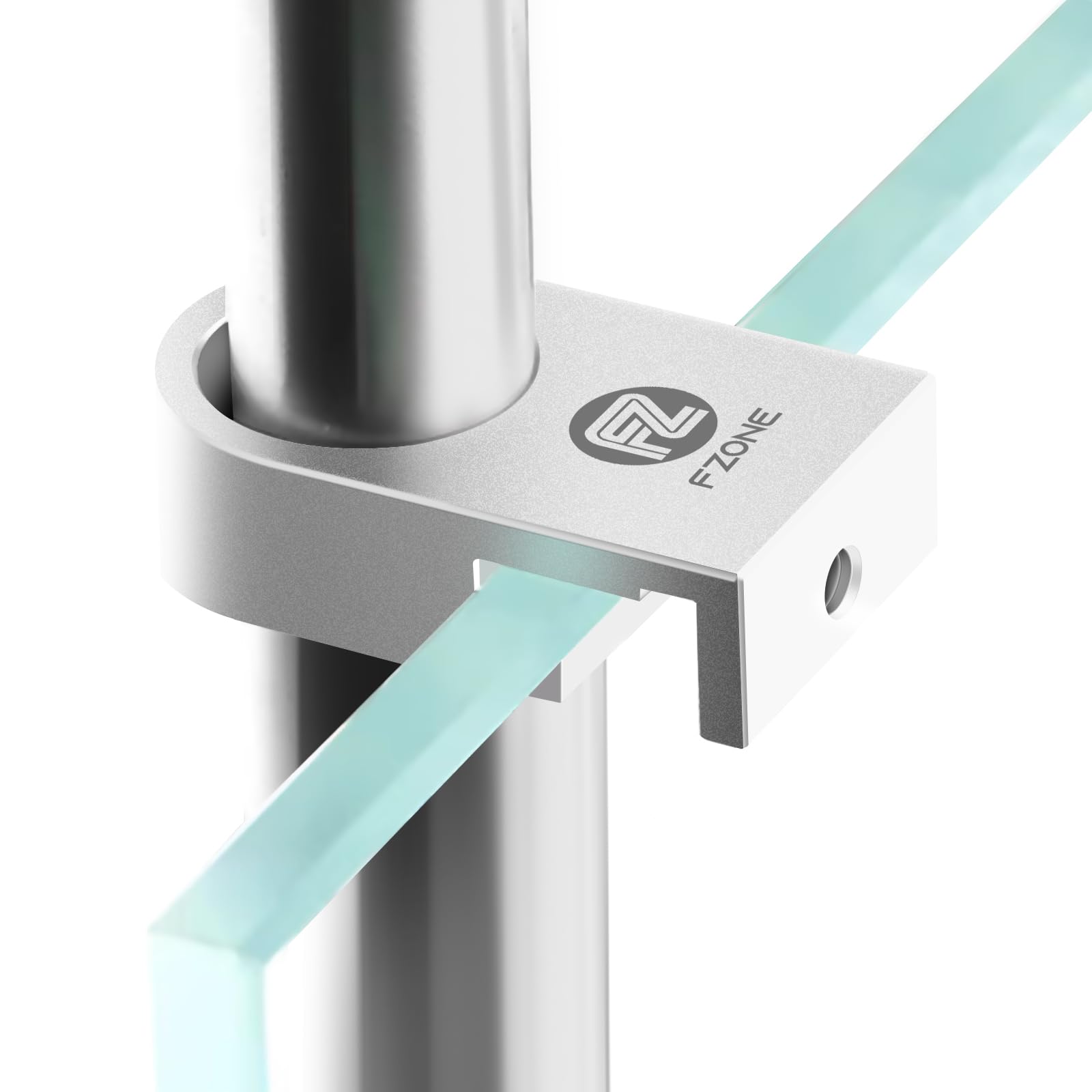 FZONE Aluminium Pipe Clip for Rimless Aquariums with Anti-Siphon Slot - Fits 4-11mm Glass & 14.5mm Hoses (Size S, 1-Piece)