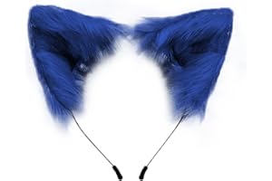 QinRuan Cat Fox Faux Fur Ears Headband Cute Halloween Fancy Dress Cosplay Handmade Animal Furry Ears Hair Hoop