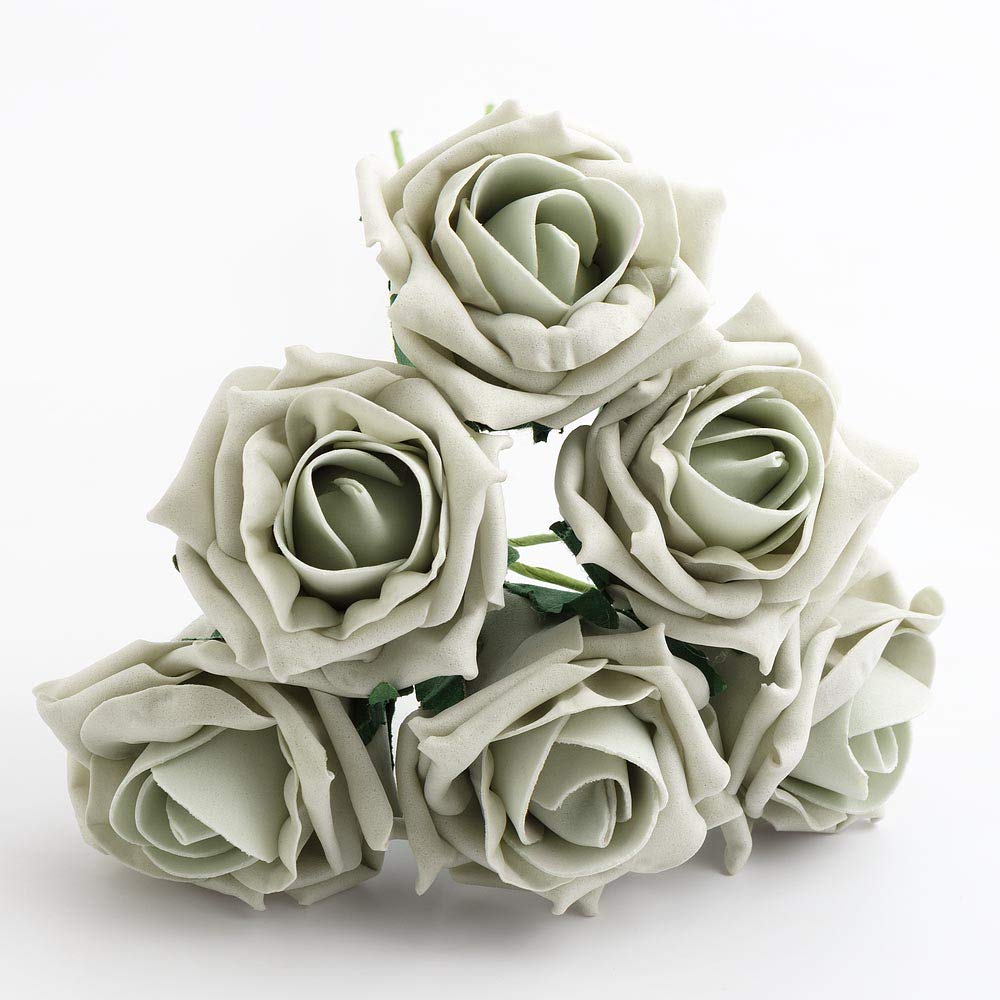 Italian Options Colourfast Artificial Foam Rose Flowers Wedding Bouquet, 5cm, Silver — image 1