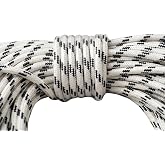 Blue Ox Rope 3/8" Tight Double Braid Polyester Rope, WHI/Blk, 100 ft