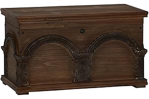 Household Essentials Wooden Arch Trunk Storage Chest, Small, Brown