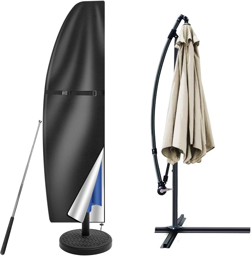 Teynewer Parasol Cover Waterproof 1-3m Cantilever with Telescopic Pole