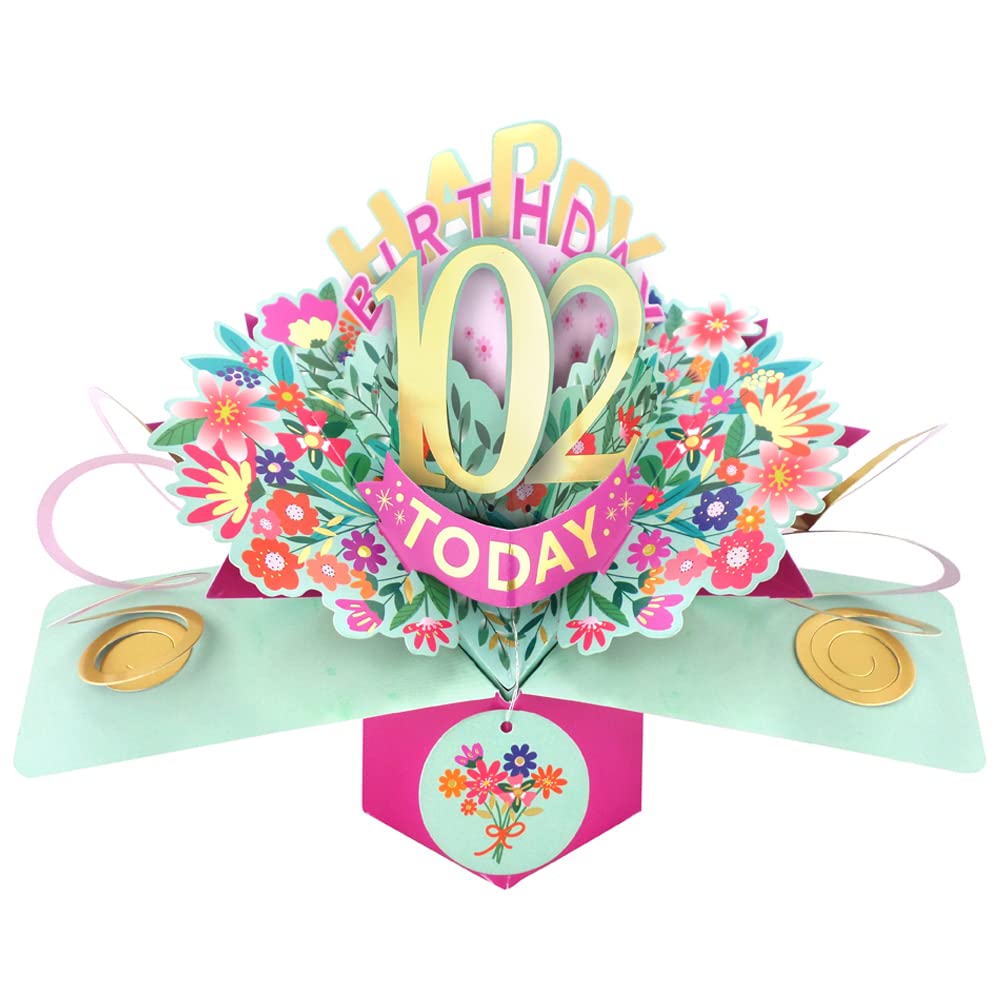 Happy 102nd Birthday 102 Today Pop-Up Greeting Card Love Kate's Pop Up Cards Her POP215MC102
