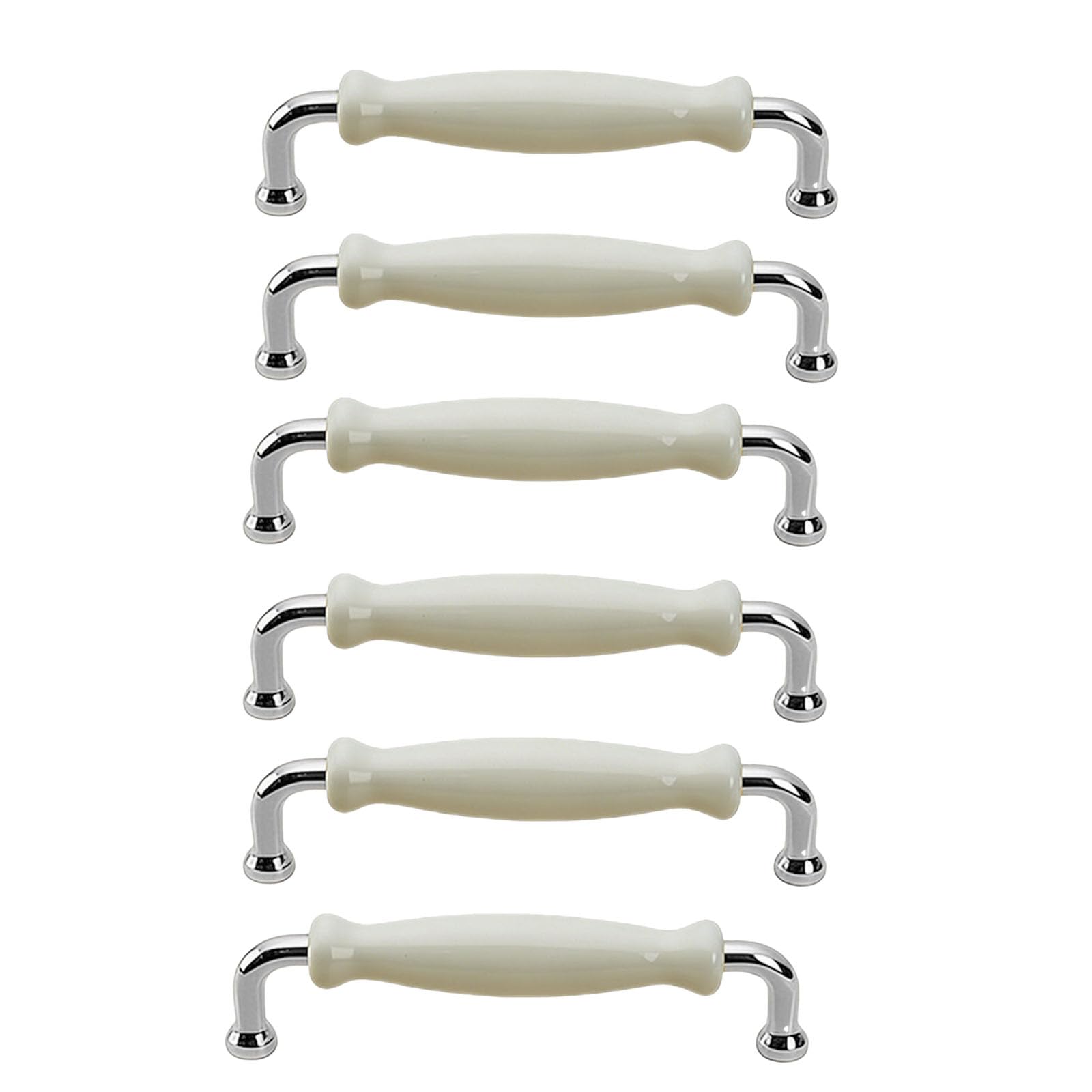 6PCS Cupboard Handle, Ceramic Zinc Alloy Cabinet Handle, Kitchen Drawer Door Handles, Door Knobs for Replacement, for Drawer, Kitchen Cabinet, Bathroom Cabinet, Wardrobe Door(Hole Centre: 128mm)