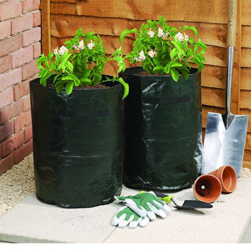 Outdoorfly Grow Bags 2-Pack 7 Gallon Potato Planter Grow Bags Indoor Grow Bags with Access Flap Raised Garden Bed for Planting Vegetables, Taro, Radish, Carrots, Onions(2PCS 7 Gal)