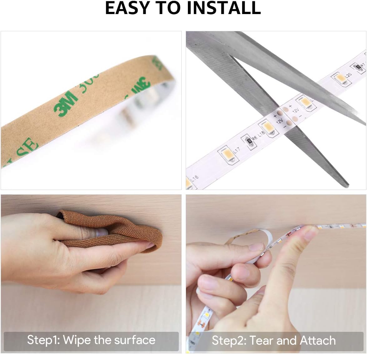 Lepro Warm White LED Strip Lights 5M (No Plug, Striplight Only), 300 LEDs, 2300lm, 3000K - Image 4