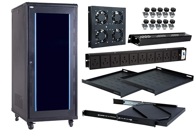 MASS RACK 27U 600X800mm Server Rack with PDU 10 Socket: Amazon.in ...