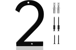 HADOIFE 5 Inch House Number 2 for Outside Modern Address Sign Numbers for Mailbox Numbers with Screw Kit, Frosted Matte Black Acrylic House Number 2 Floating Mount Or Flush Mount Home Door Black(Number 2)