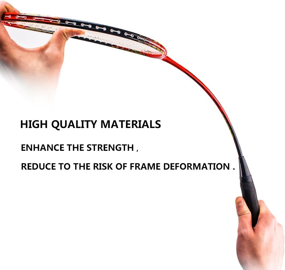 Senston - 2 Pack Badminton Rackets Double Badminton Racquets Carbon Fiber Shaft Racquets Badminton Set Red Yellow : Sports & Outdoors