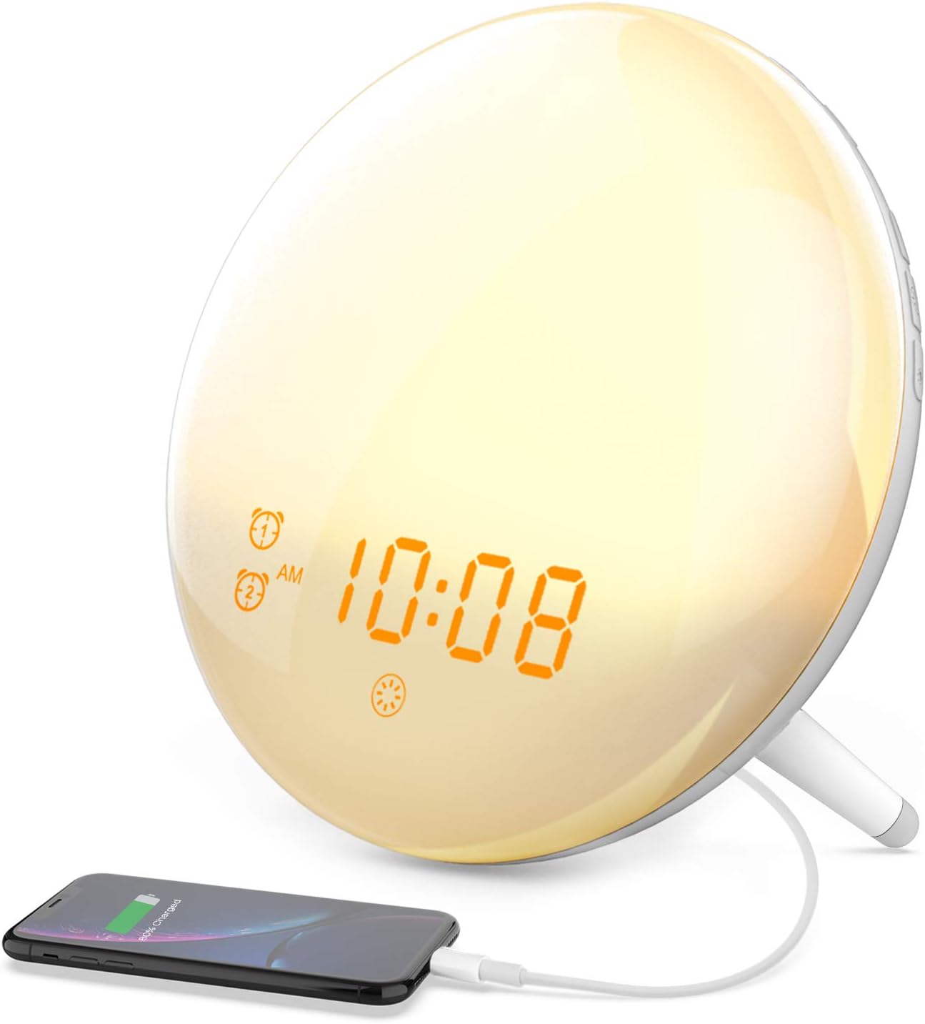 Wake Up Light, Cshidworld Sunrise Alarm Clock 7 Colored Sunrise Simulation & Sleep Aid Feature, Dual Digital LED Alarm Clock with FM Radio, 7 Natural Sound and Snooze for Kids Adults Bedrooms