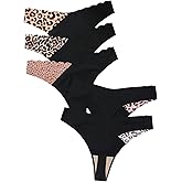 SHENHE Women's Seamless Thongs No Show V Waisted Low Rise Panties Tangas Underwear 5 Pack