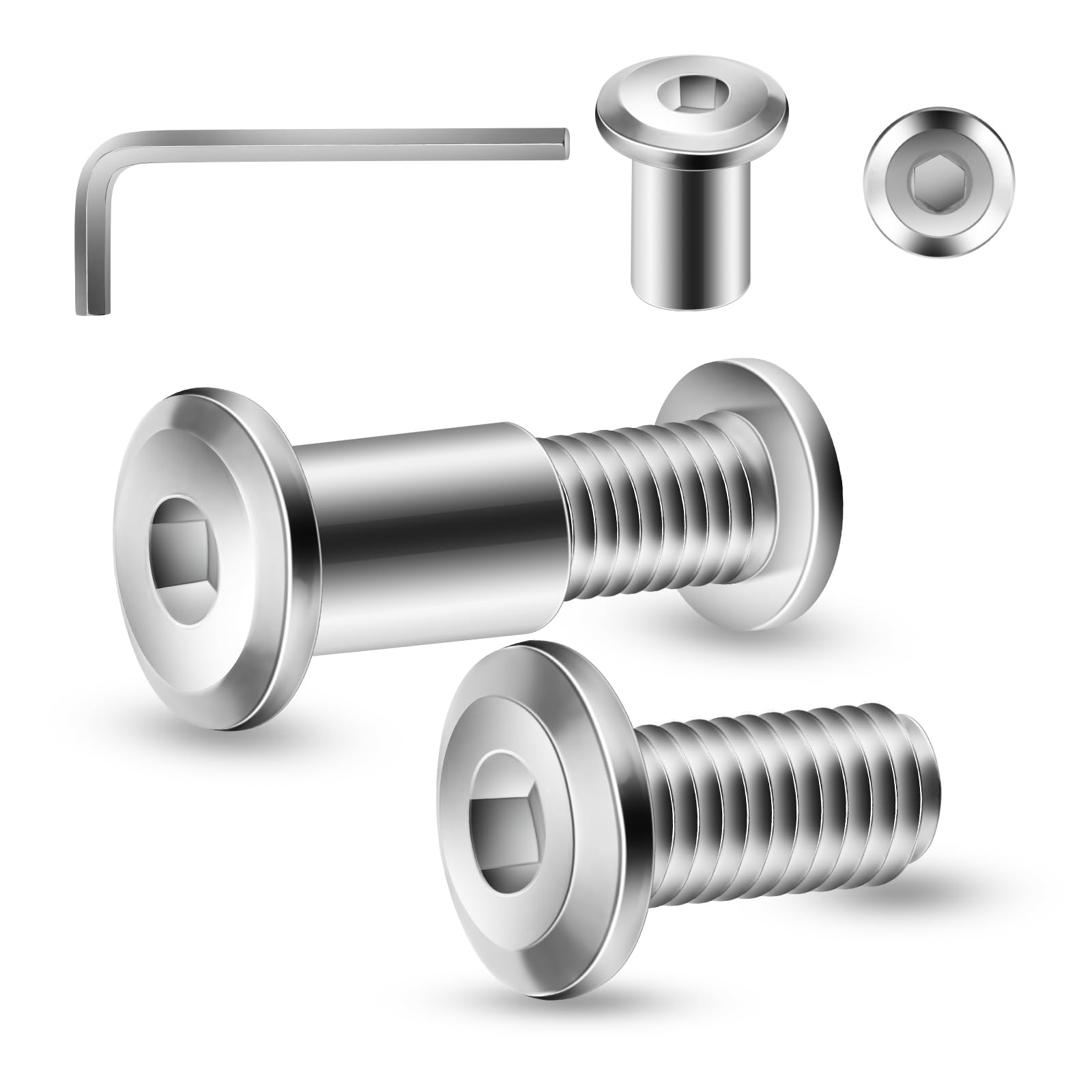 Photo 1 of 1/4-20 x 5/8" 10Pcs Flat Head Hex Socket Cap Screws Bolts Barrel Nuts Kit, 304 Stainless Steel 18-8, Full Thread by SG TZH (with Hex Spanner)