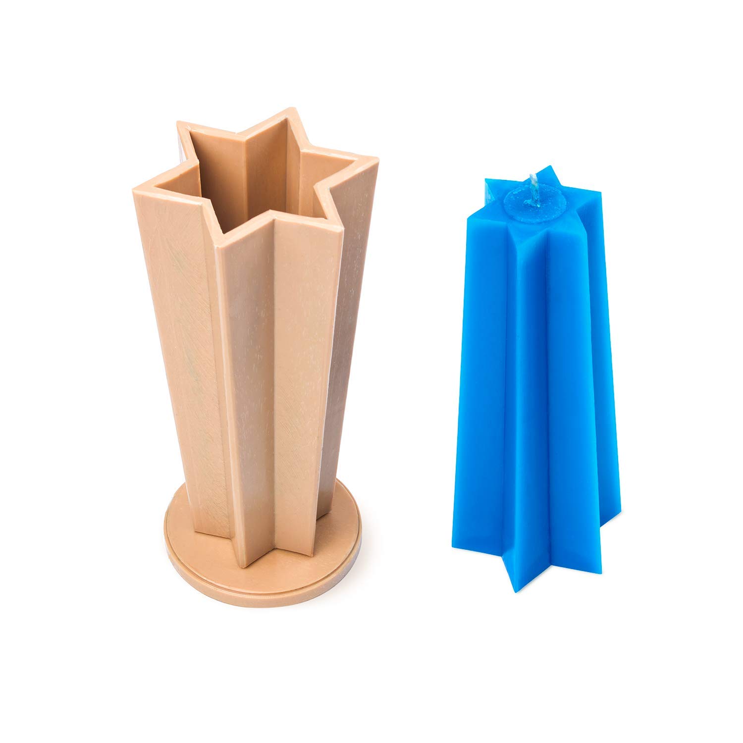 Candle Shop - Star Mold - Height: 5.5 in, Width: 2.3 in - 30 ft. of Wick Included as a Gift - Plastic Candle molds for Making Candles