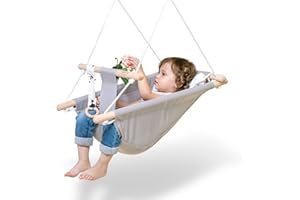 GLADSWING Baby Swing for Infants to Toddlers,Indoor Outdoor Wooden Hanging Swing Seat with Safety Belt and Mounting Hardware, Suitable for Ages Up to 3,Little Cloud